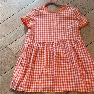 Woman’s Orange Gingham Short Sleeve Dress
